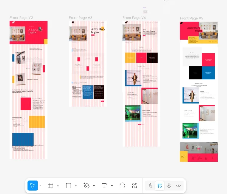 Mădălin Feher - Interfață Figma cu mockup-uri de web design minimalist și prototipuri de interfață pentru site-uri de prezentare.