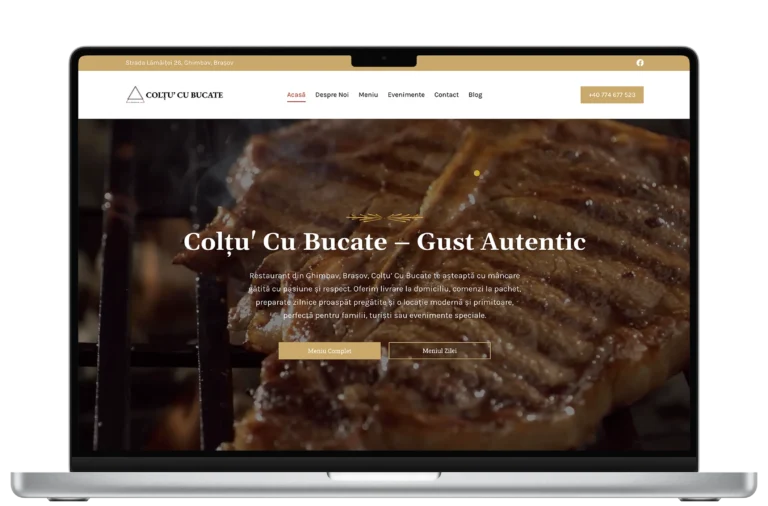 Captură de ecran din secțiunea de comenzi online și meniu al noului website pentru restaurantul Colțu’ Cu Bucate, realizat de Mădălin Feher.