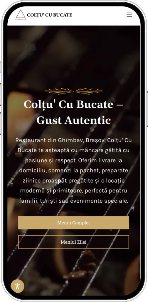 Mockup Restaurant Colțu' Cu Bucate - Meniul zilei Mobile pentru comenzi online de mâncare, cu livrare la domiciliu în Ghimbav, Brașov și Cristian - Website realizat de madalinfeher.ro pentru coltucubucate.ro
