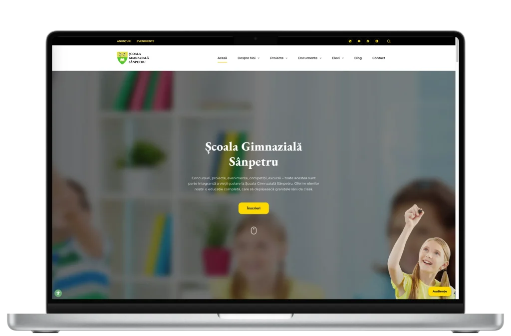Mockup platformă Website pentru instituție invățământ Școala Gimnazială Sânpetru - Website realizat de Mădălin Feher (mădălinfeher.ro)