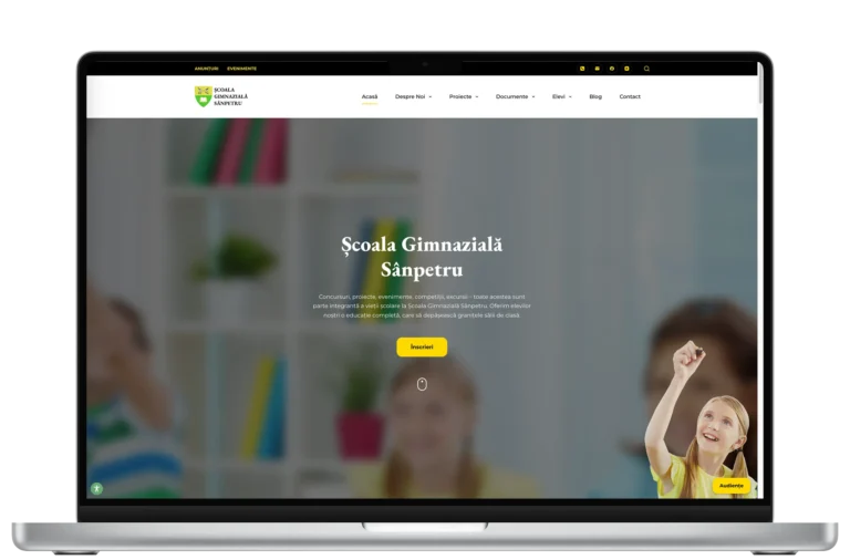 Mockup platformă Website pentru instituție invățământ Școala Gimnazială Sânpetru - Website realizat de Mădălin Feher (mădălinfeher.ro)
