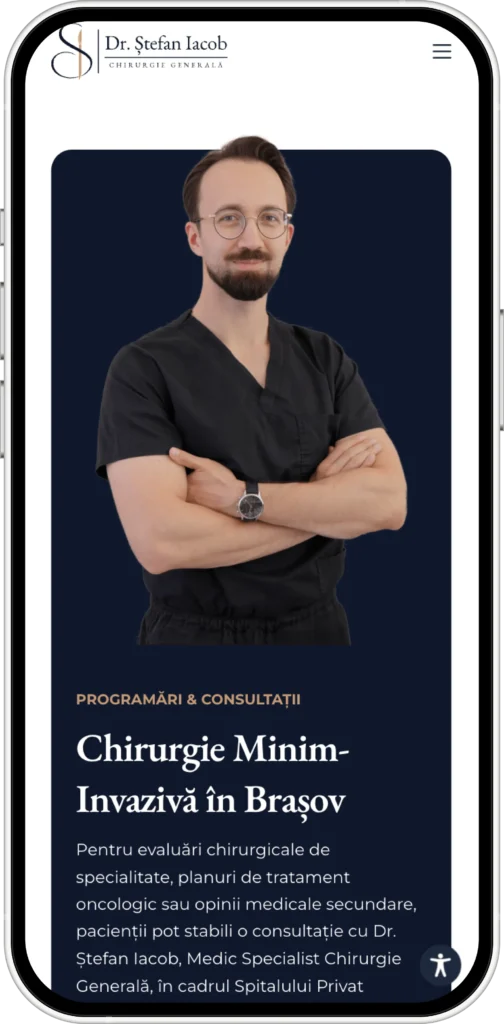 Mockup Website Platformă Medicală Brandig - Dr. Ștefan Iacob - Medic Specialist Chirurgie Generală Brașov, Regina Maria - Website realizat de web developer Mădălin Feher (madalinfeher.ro)