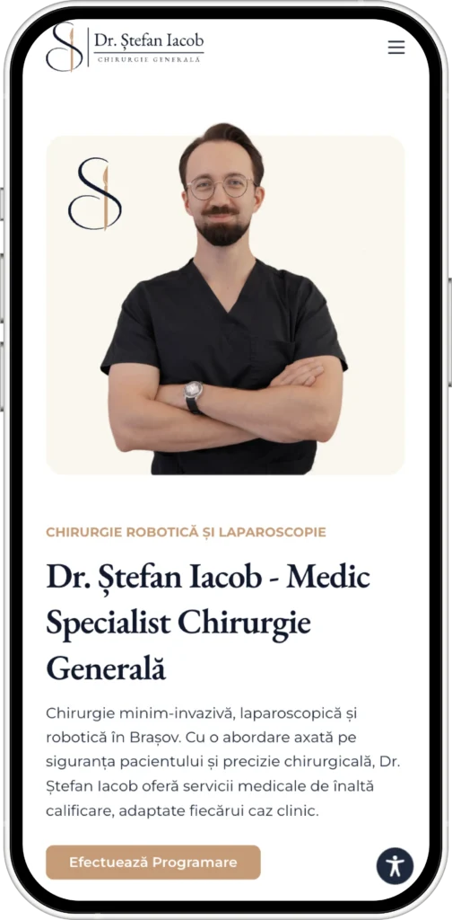 Mockup Website Platformă Medicală Brandig - Dr. Ștefan Iacob - Medic Specialist Chirurgie Generală Brașov, Regina Maria - Website realizat de web developer Mădălin Feher (madalinfeher.ro)