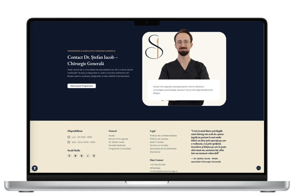 Mockup Website Platformă Medicală Brandig - Dr. Ștefan Iacob - Medic Specialist Chirurgie Generală Brașov, Regina Maria - Website realizat de web developer Mădălin Feher (madalinfeher.ro)