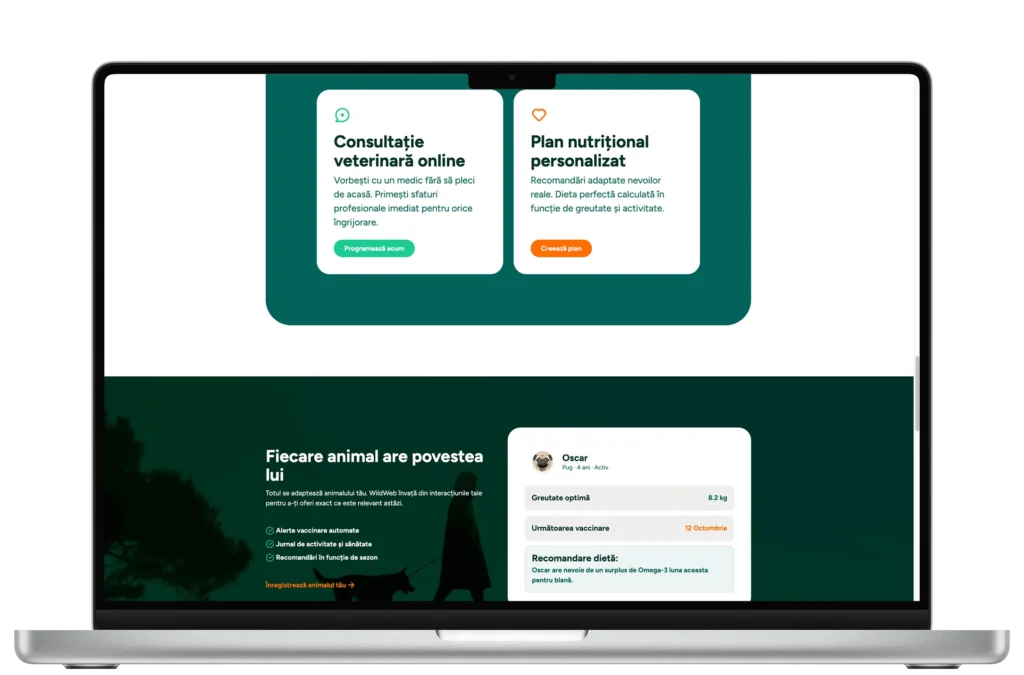 Mockup website magazin online pentru vânzarea produselor de hrănire a animalelor - website realizat de madalinfeher.ro în colaborare B2B prin intermediere