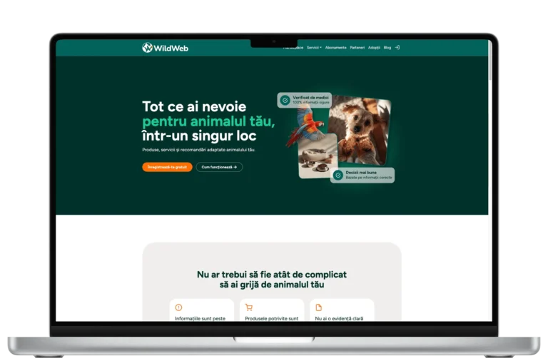 Mockup website magazin online pentru vânzarea produselor de hrănire a animalelor - website realizat de madalinfeher.ro în colaborare B2B prin intermediere