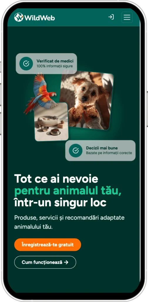 Mockup website magazin online pentru vânzarea produselor de hrănire a animalelor - website realizat de madalinfeher.ro în colaborare B2B prin intermediere
